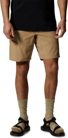 Mountain Hardwear Mens Mountain Hardwear Shorts Moab Tan Stretch Flat Front Activewear ERK1744