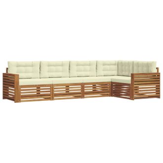 vidaXL Conjunto De Sof&aacute;s De Exterior Con Coj&iacute;n 5 Pcs Natural Y Crema Vidaxl