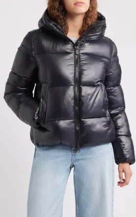 Save The Duck Biddy Water Repellent Hooded Puffer Jacket in Black at Nordstrom, Size 00