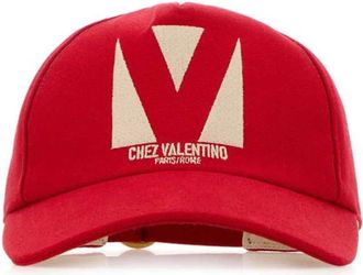 Valentino Garavani Chez Valentino Baseball Cap - unisex - Petten - Rood - 56 CM - Katoen - Accessoires