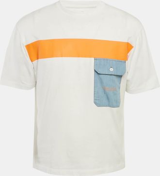 A|X Armani Exchange White Cotton Knit Contrast Detail Oversized T-Shirt