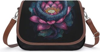 Generic Snake Flower Crossbody Bags for Women Fashion Leather Shoulder Handbags With Adjustable Strap