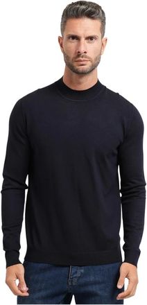 HUGO BOSS Slim-fit Ribbed Crewneck Sweater - Heren - Coltruien - Blauw - 2XL - Polyester - Truien & Vesten