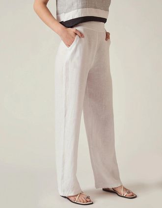 James Lakeland Womens Relaxed White Linen Trousers - Size: 10