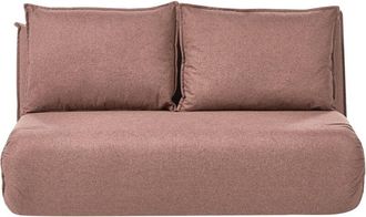 Beliani Sofa Bed Brown Faux Linen Upholstery 2 Seater Armless with Extra Cushions Kids Sofa Modern Style Living Room Kids Bedroom ROROS