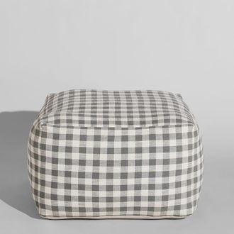 Maisons du monde Puf cuadrado de algod&oacute;n con estampado vichy verde y crudo