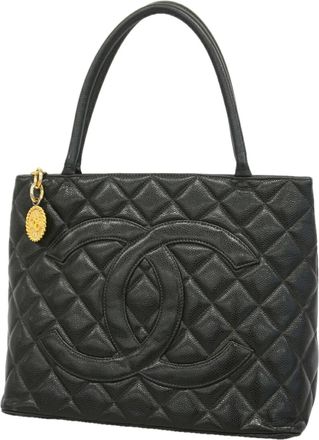 Chanel Black Grained Calfskin Tote Bag (Pre-Owned)