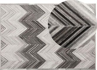 Beliani Beliani - Classic Cowhide Patchwork Area Rug 160x230 Leather Grey Aytepe