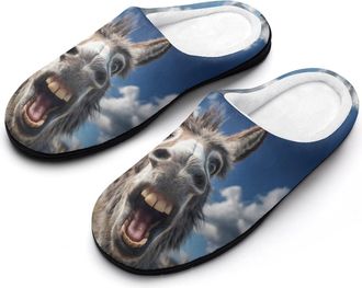 Generic Funny Donkey Funny Mens Cotton Slippers Soft Non-Slip Rubber Sole House Slipper Indoor Outdoor