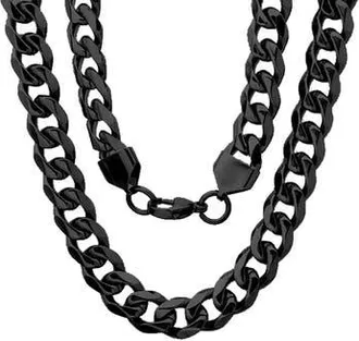 Steeltime Mens Black Ion Plated Curb Chain Necklace at Nordstrom Rack, Size 24