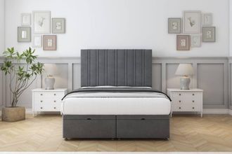 Comfort Beds Lorenzo Coniston Ottoman Bed Base-26 Strutted Headboard in Dark Grey | Size: Super King