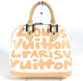 Louis Vuitton Beige White Monogram Graffiti Handbag Tote Bag (Pre-Owned)
