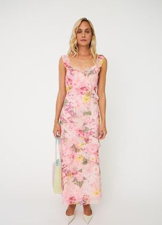 Cras Levinecras Floral Ruffle Maxi Dress in Floral Garden at Nordstrom, Size 14