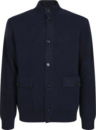 Lardini Truien & Vesten, Heren, Blauw, XL, Wol, Double-knit jas