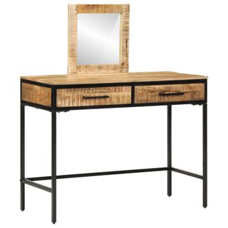 Berkfield Home Dressing Table 100x40x75/120 cm Solid Wood Rough Mango in Brown