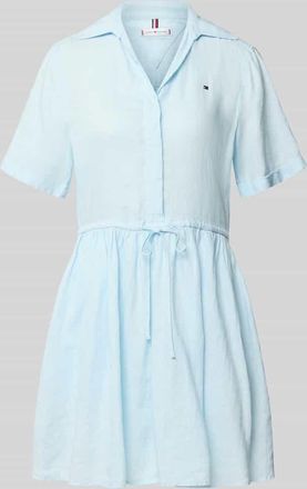 Tommy Hilfiger Ausgestelltes Freizeitkleid aus reinem Leinen in Hellblau, Gr&ouml;&szlig;e XL