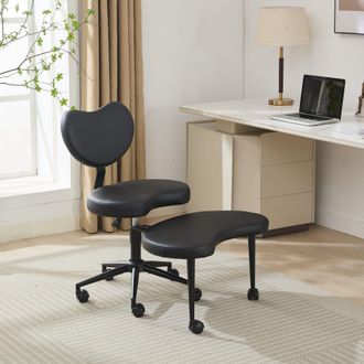 STILVORA Silla De Meditaci&oacute;n Plus, Silla Con Piernas Cruzadas Con Ruedas, Silla Para Tdah, Silla De Escritorio Cruzada Con Soporte Lumbar Y Taburete Ajustable,