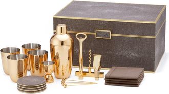 Aerin Classic Faux Sagreen Bar Tool Set in Chocolate at Nordstrom