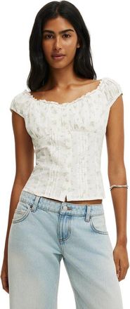 Cotton On Womens Jamie Off Shoulder Top in Brittany Bunch Ditsy Coconut at Nordstrom, Size 12