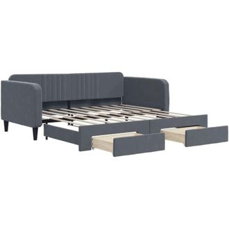 vidaXL Sof&aacute; Cama Nido Con Cajones Terciopelo Gris Oscuro 90x190 Cm Vidaxl