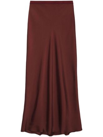 Anine Bing Bar silk high-waisted skirt - Brown