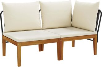 vidaXL 2 Uds. Conjunto De Jard&iacute;n Con Cojines Natural Vidaxl