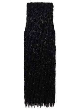 Stella McCartney sleeveless glitter-tassel dress - women - Polyester/Viscose/Metallized Polyester/Silk - 38 - Black