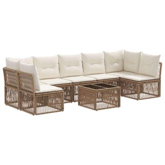 vidaXL Conjunto De Sof&aacute;s De Jard&iacute;n 8 Pcs Beige Rat&aacute;n Sint&eacute;tico Vidaxl