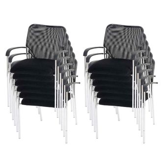 Hhg Hhg - Nunca Usado] Lote De 12 Sillas De Visita Tulsa, Silla De Conferencia Apilable, Tela/textil, Asiento Negro, Respaldo Negro
