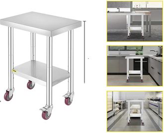 OEM Mesa De Trabajo De Acero Inoxidable De Calidad Comercial Con Ruedas