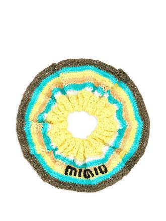 Miu Miu striped-crochet scrunchie - Yellow