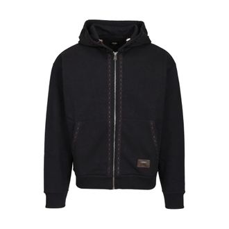 Fendi Cotton Zip-Up Hoodie - male - Fendi - Zip-throughs - Blue - XL - Sweatshirts & Hoodies