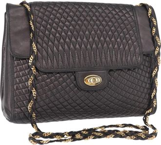 Bally Vintage Chain Quilted Leather Leather Shoulder Bag Bag (Pre-Owned)