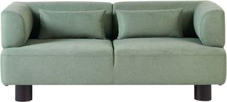 Beliani 2 Seater Sofa Light Green Fabric Upholstery Water Repellent Material Modern Style Living Room MOVIK