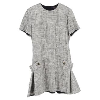 Louis Vuitton Louis Vuitton mini-jurk met ronde hals van tweed in grijze wol