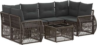 vidaXL Conjunto De Sof&aacute;s De Jard&iacute;n 7 Uds. Gris Rat&aacute;n Sint&eacute;tico Vidaxl