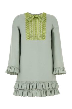 Valentino Garavani Mintgroene Wolmix Mini-jurk