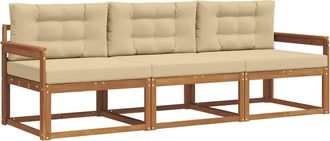 vidaXL Conjunto De Sof&aacute;s De Exterior 3 Uds. Natural Y Beige Vidaxl
