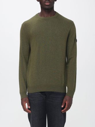 Peuterey Crew Neck Wool Blend Sweater with Long Sleeves and Applied Logo