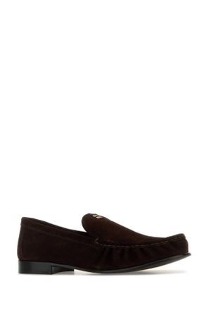 Miu Miu Womens Dark Brown Suede Loafers Moro Mocassini