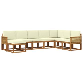 vidaXL Conjunto De Sof&aacute;s De Exterior Con Coj&iacute;n 8 Pcs Natural Y Crema Vidaxl