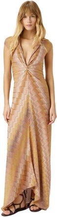Missoni Viscose Lam&eacute; Snake-pattern Gown With Tie Neckline in Green& Brown at Nordstrom, Size 38 It