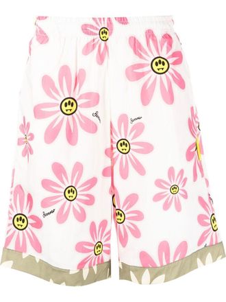 Barrow flower-print knee-length shorts - unisex - Cotton - L - White