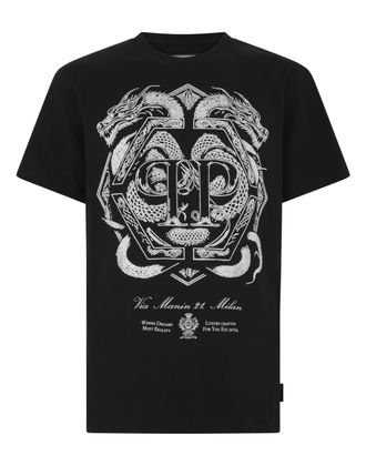 Philipp Plein Round Neck T-Shirt Full Of Stones Dragon