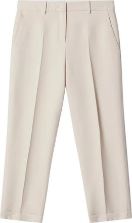 Fendi Wollen en zijden broek - Dames - Straight fit broeken - Beige - L - Wol - Broeken