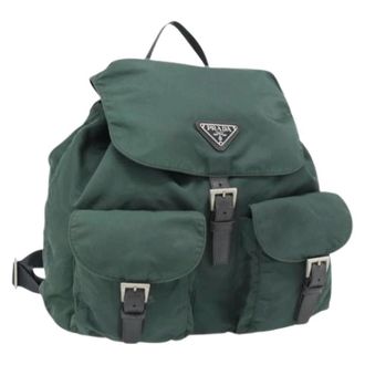 Prada Pre-owned Double front pocket backpack - unisex - Prada Vintage - Vintage Backpacks - Green - ONE SIZE - Pre-owned