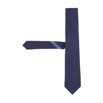 Ferragamo Monogram Print Silk Tie - male - Ferragamo - Ties - Blue - ONE SIZE - Accessories