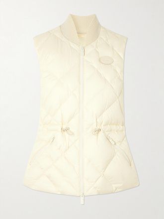 Burberry Piumino Smanicato In Shell Trapuntato Con Applicazione In Pelle - Crema