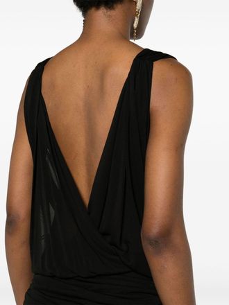 Saint Laurent Draped V-Neck Dress - Black