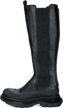 Alexander McQueen (WMNS) Alexander McQueen Tread Leather Over-The-Knee Boots Black 707682WHZ661000